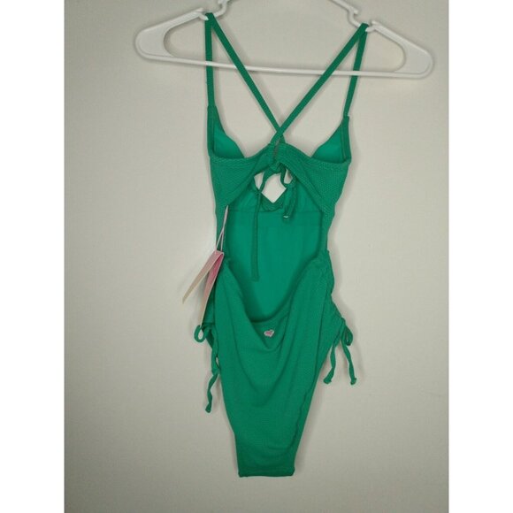 Stoney Clover Ln XXS (00) Deep V-Neck Textured One Piece Green Swim Suit Target - Picture 3 of 8